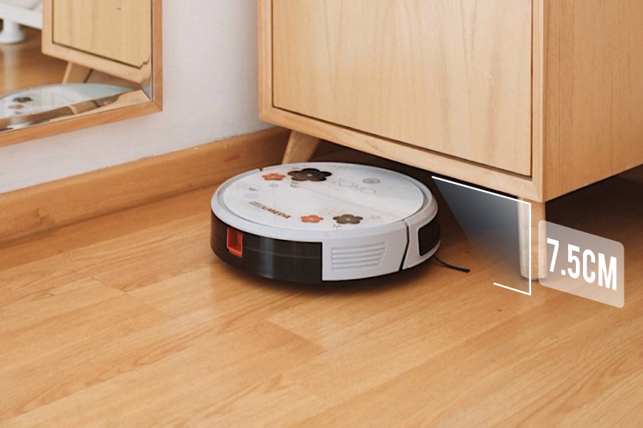 Tomo Maru memiliki desain yang ramping dengan tinggi 7.5 cm agar dapat menjangkau kolong tempat tidur, kolong sofa dan lemari.