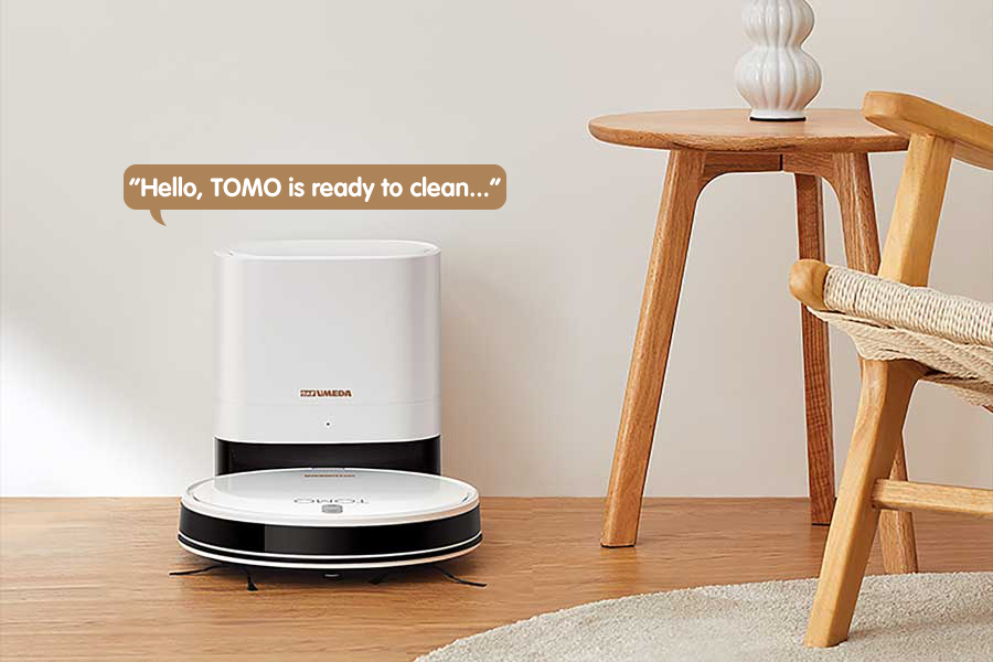 Robot Vacuum Cleaner dilengkapi dengan sistem pemberitahuan suara.